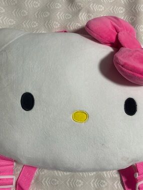 Pink and White Plush Kids Backpack with Bow